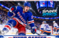Alexis Lafrenière hat trick illustration celebrating his third career NHL hat trick for the New York Rangers.